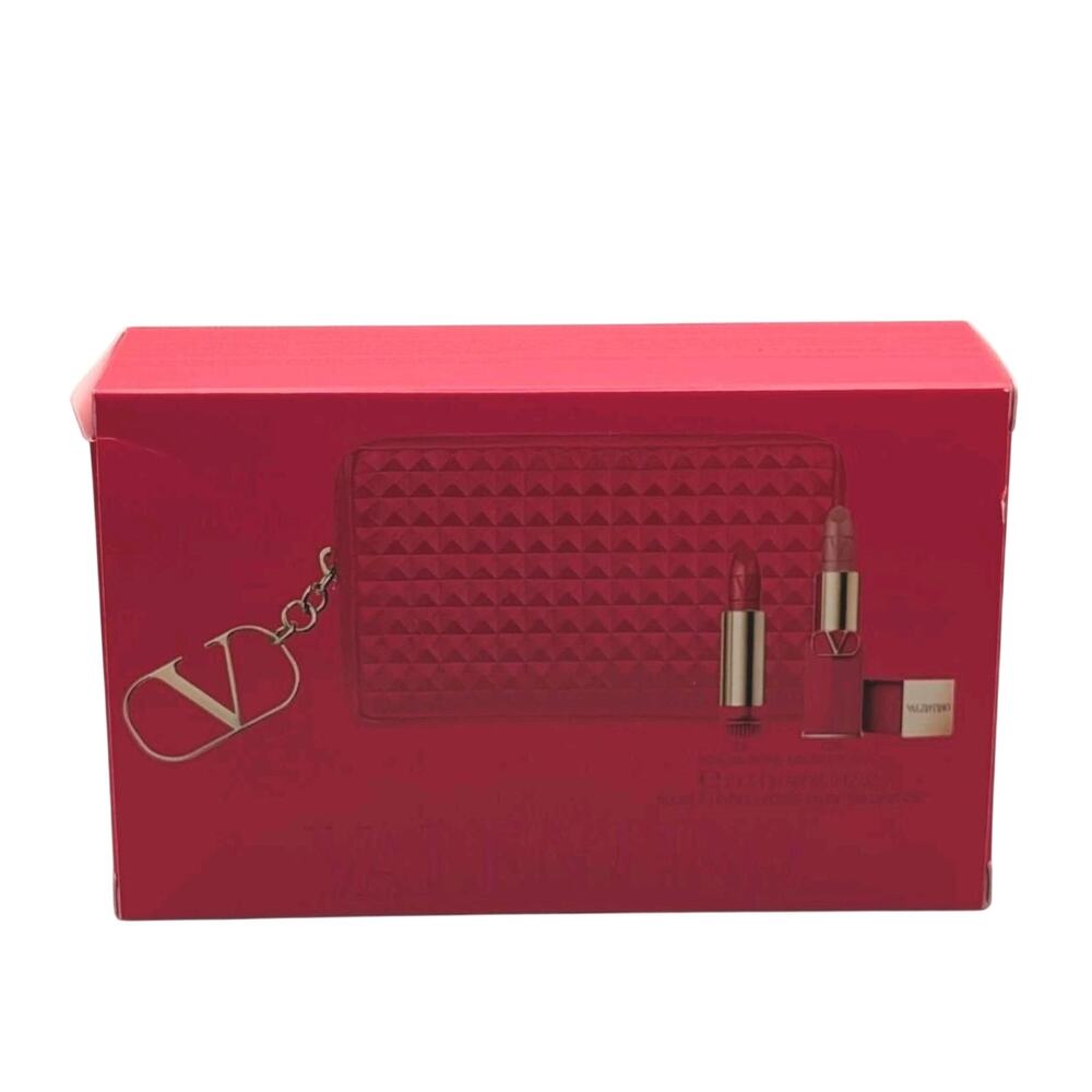 NIB 2 Valentino Lipsticks Rosso Valentino 22R Refill/Falling For Nude 123R W/Bag